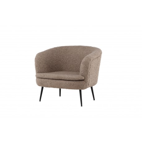 Nordkoster lænestol, m. armlæn - beige bamsestof polyester og sort stål