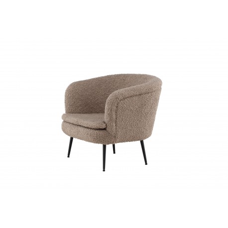 Nordkoster lænestol, m. armlæn - beige bamsestof polyester og sort stål