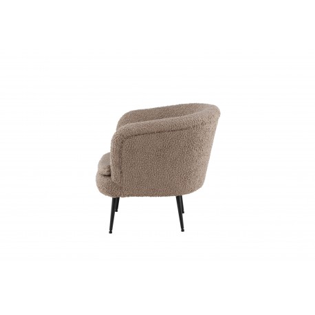Nordkoster lænestol, m. armlæn - beige bamsestof polyester og sort stål