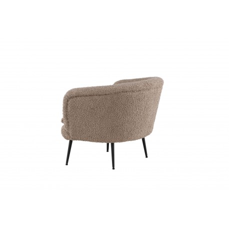 Nordkoster lænestol, m. armlæn - beige bamsestof polyester og sort stål