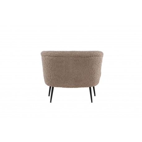 Nordkoster lænestol, m. armlæn - beige bamsestof polyester og sort stål