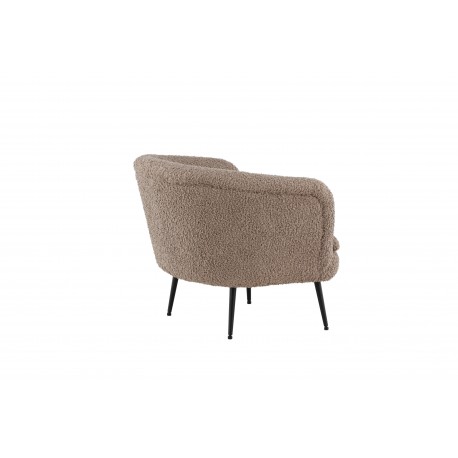 Nordkoster lænestol, m. armlæn - beige bamsestof polyester og sort stål