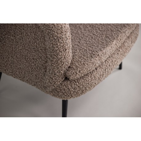 Nordkoster lænestol, m. armlæn - beige bamsestof polyester og sort stål