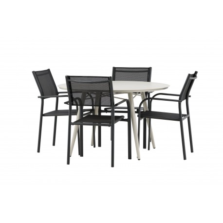 Lina Rund Loungesæt - Havemøbelsæt - Beige,Sort