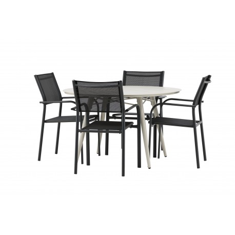 Lina Rund Loungesæt - Havemøbelsæt - Beige,Sort