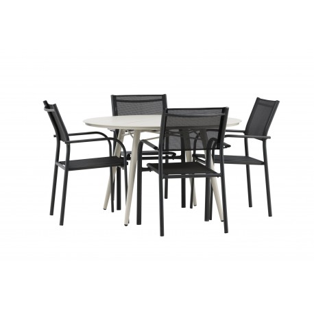 Lina Rund Loungesæt - Havemøbelsæt - Beige,Sort