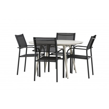 Lina Rund Loungesæt - Havemøbelsæt - Beige,Sort