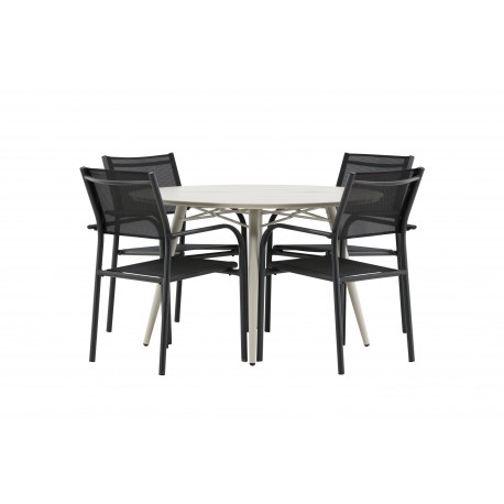 Lina Rund Loungesæt - Havemøbelsæt - Beige,Sort