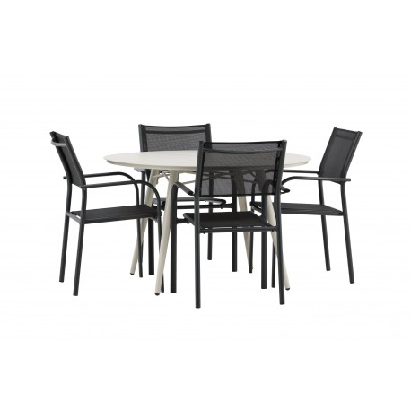 Lina Rund Loungesæt - Havemøbelsæt - Beige,Sort