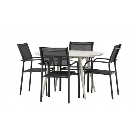 Lina Rund Loungesæt - Havemøbelsæt - Beige,Sort