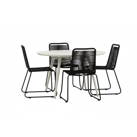 Lina Rund Loungesæt - Havemøbelsæt - Beige,Sort