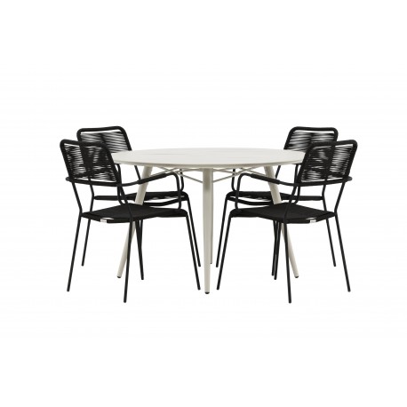 Lina Rund Loungesæt - Havemøbelsæt - Beige,Sort