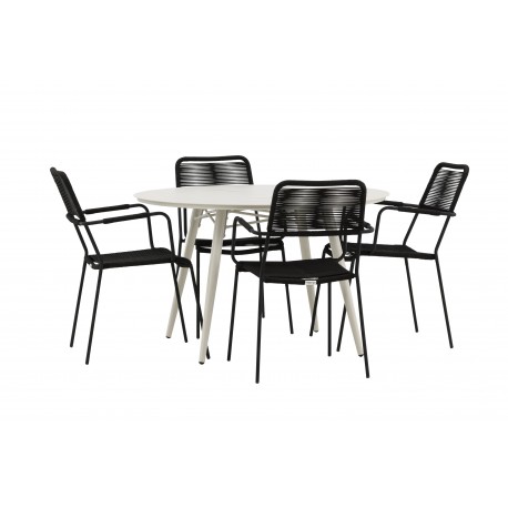 Lina Rund Loungesæt - Havemøbelsæt - Beige,Sort