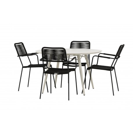 Lina Rund Loungesæt - Havemøbelsæt - Beige,Sort