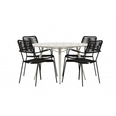 Lina Rund Loungesæt - Havemøbelsæt - Beige,Sort