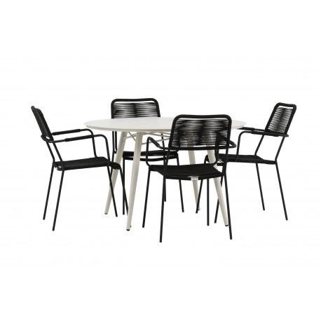 Lina Rund Loungesæt - Havemøbelsæt - Beige,Sort