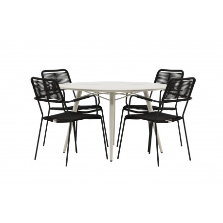 Lina Rund Loungesæt - Havemøbelsæt - Beige,Sort