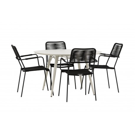 Lina Rund Loungesæt - Havemøbelsæt - Beige,Sort