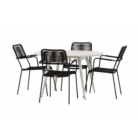 Lina Rund Loungesæt - Havemøbelsæt - Beige,Sort