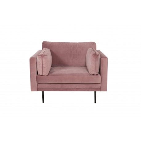 Boom Lænestol - Rosa Velour med messingben