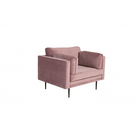 Boom Lænestol - Rosa Velour med messingben