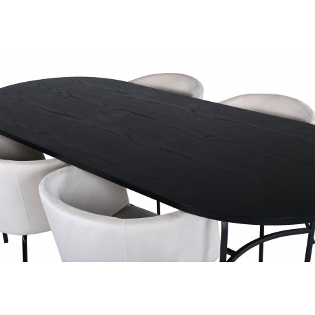 Skate Ovalt spisebordssæt - Beige og Sort