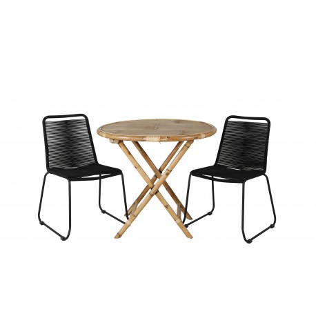 Cane Rundt Loungesæt - Havemøbelsæt - Sort,Natur