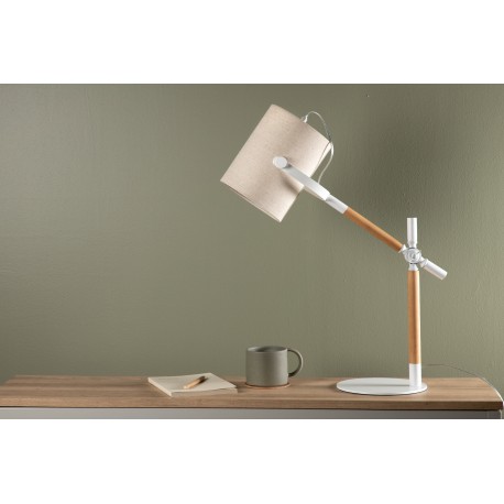 Dennis Lampe - Beige, Hvid og Træ