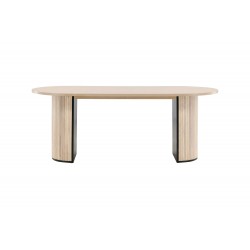 Bianca Ovalt spisebord - Sort og Natur