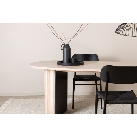 Bianca Ovalt spisebord - Sort og Natur