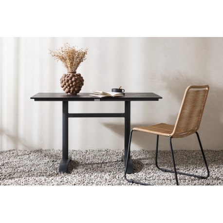 Denver t Spisebord 120 x 70 cm - Sort Aintwood og Aluminium