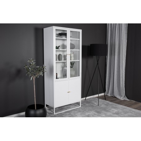 Bakal vitrineskab 80 x 190 med 4 låger og 4 hylder - hvid stål