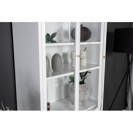 Bakal vitrineskab 80 x 190 med 4 låger og 4 hylder - hvid stål