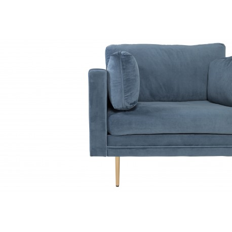Boom Lænestol - Blå velour med Messingben