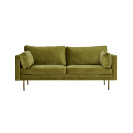 Boom Sofa Grøn Velour med messingfarvet stålben