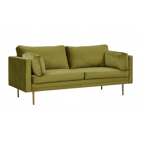 Boom Sofa Grøn Velour med messingfarvet stålben