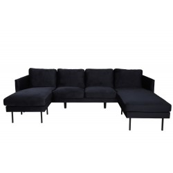 Zoom U-Sofa - Sort Velour