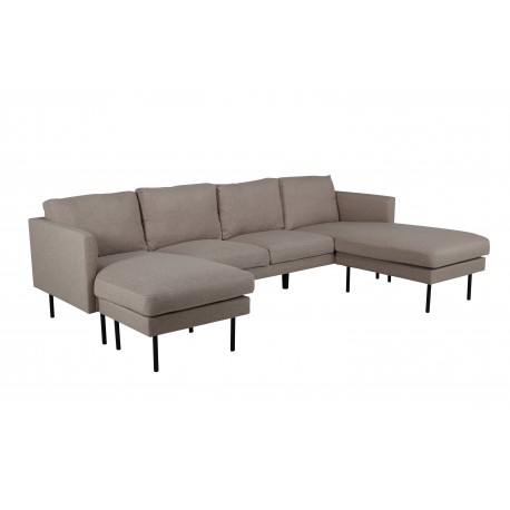 Zoom U-Sofa Brun - Beige og Sort