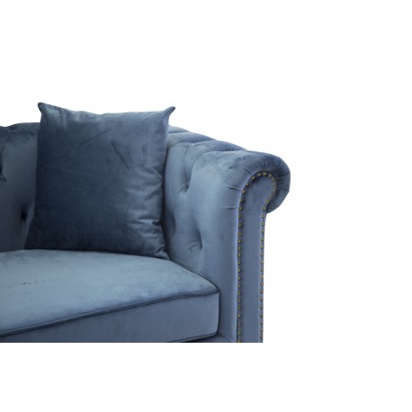 Velvet 3 personers Sofa - Blå og Natur