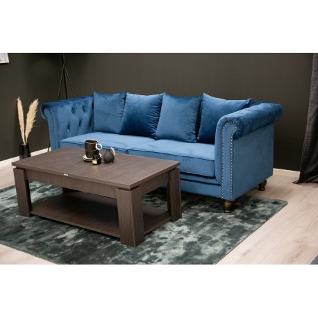 Velvet 3 personers Sofa - Blå og Natur
