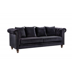 Fløjl 3 personers Sofa - Sort og Natur