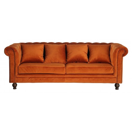 Velvet 3 personers Sofa - Natur og Rusty Cognac