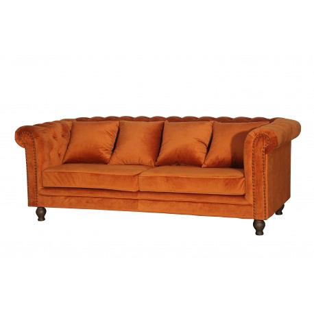 Velvet 3 personers Sofa - Natur og Rusty Cognac