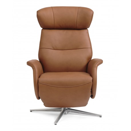 Torsten Recliner lænestol med 2 motor - Cognac semianiline læder og børstet aluminium