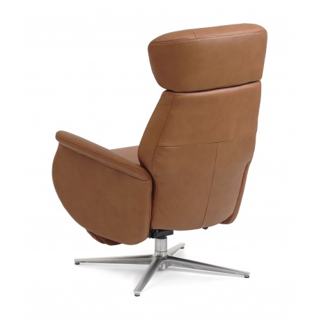 Torsten Recliner lænestol med 2 motor - Cognac semianiline læder og børstet aluminium