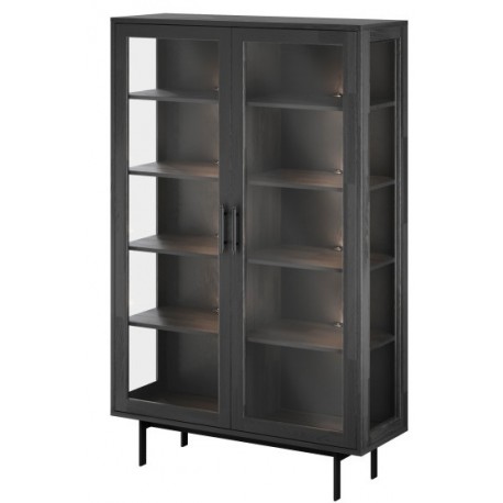 CASØ GALA Vitrine lav 112x172 cm massiv ask / sortbejdset