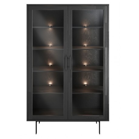 CASØ GALA Vitrine lav 112x172 cm massiv ask / sortbejdset