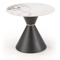 GORETTI Hjørnesofabord Ø60cm Hvid marmor / Sort