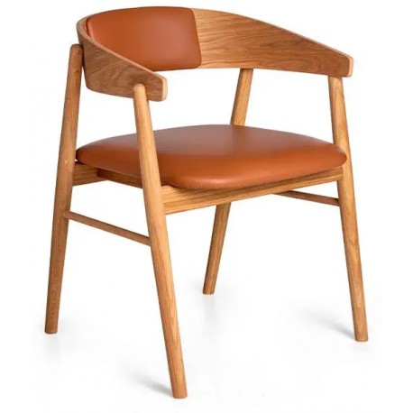 Maxwood spisebordsstol - eg/naturolie - Cognac læder