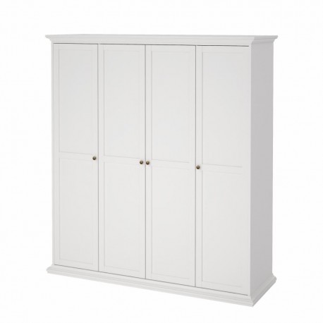 Bordeaux garderobeskab 181 cm 4 låger - Hvid